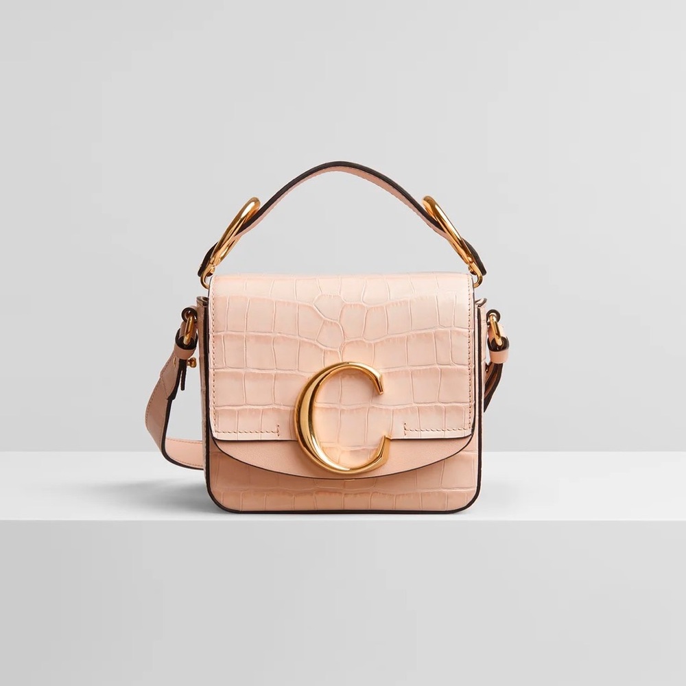 Authentic Chloe C mini bag pink beige
